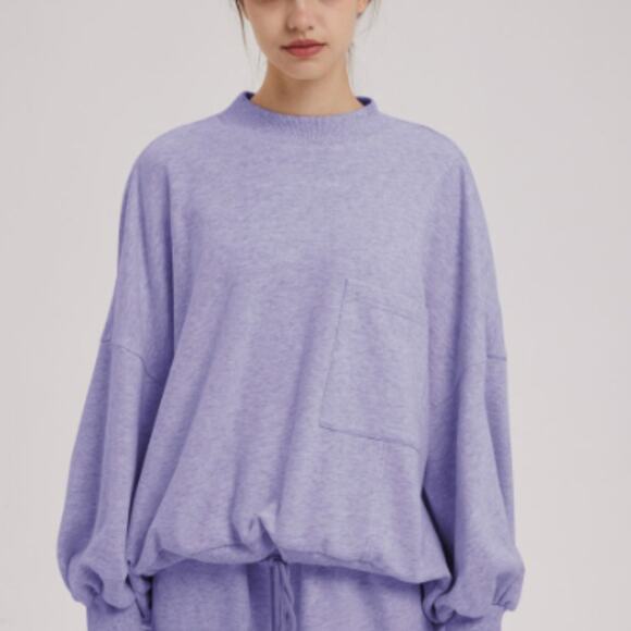 Oversized Drawstring Hem Cotton Sweatshirt and Lounger set Women’s Size Small - Picture 3 of 9